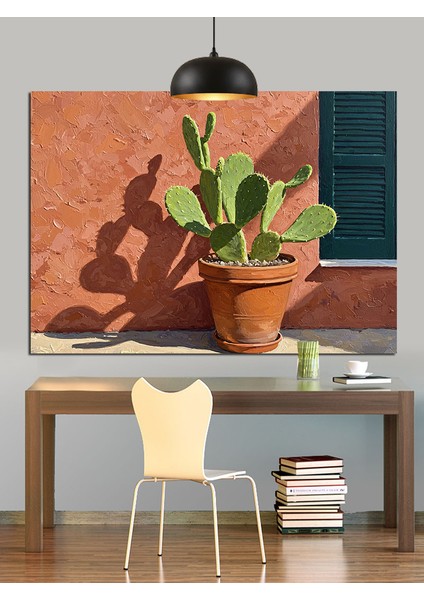 Saksı Içinde Kaktüs Bitkisi Dekoratif Kanvas - Mdf Ahşap Tablo indirimleri