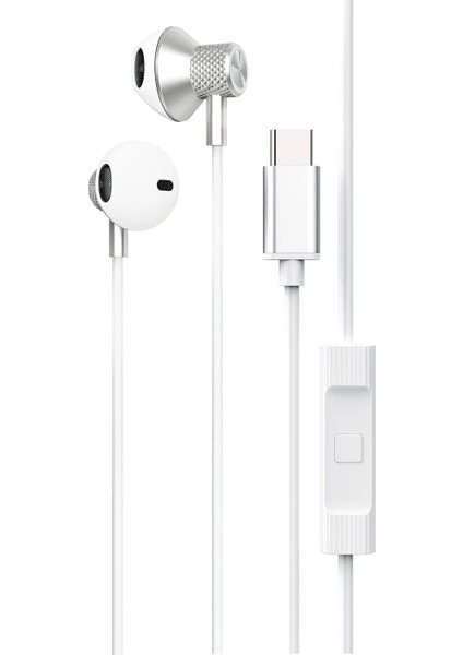 Bfs LS-730 1.2m iPhone 15 Serisi ile Uyumlu Type-C Kablolu Kulaklık - Gümüş