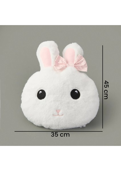 Mutlu Tavşan Figürlü Yastık - Beyaz - 35X45 cm