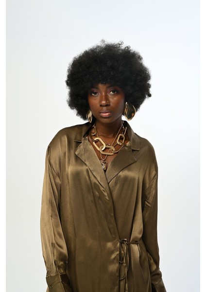 Kadın Yandan Bağlamalı Düz Renk Saten Gömlek fiyatları