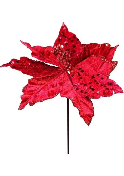 Yapay Kadife Pullu Ponsetya Kırmızı 20 cm Yeni Yıl Yılbaşı fiyatları