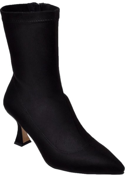 Streç Ince Topuklu Kadın Bot PL-396 Siyah Süet