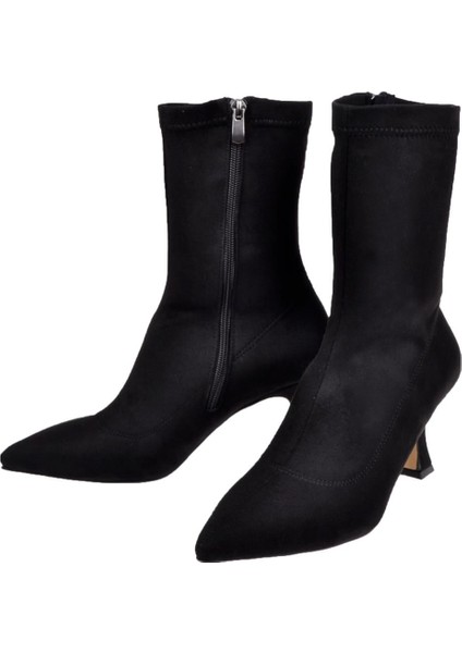 Streç Ince Topuklu Kadın Bot PL-396 Siyah Süet fırsatları