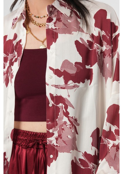 Kadın Karışık Desenli Oversize Dijital Gömlek modelleri