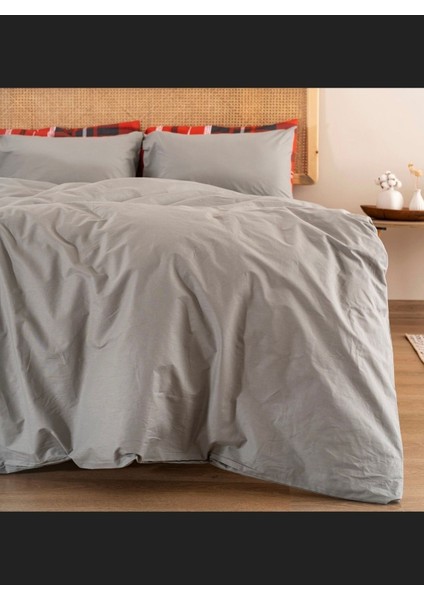 Çift Kişilik % 100 Pamuk Nevresim Takımı Dark Grey fiyatları