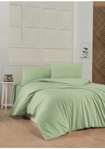 Çift Kişilik % 100 Pamuk Nevresim Takımı Lıght Green