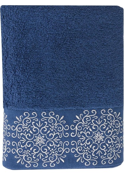 Sty Nakışlı Lacivert Havlu 50X90