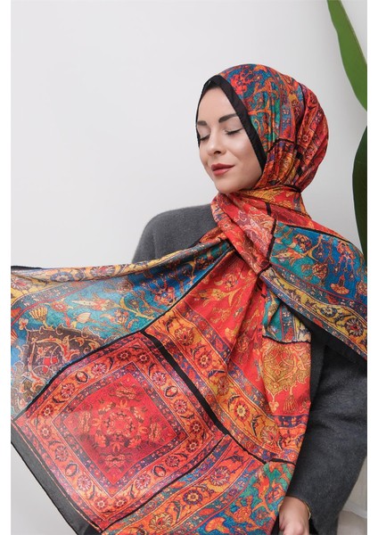 Renkli Etnik Desenli Dijital Soft Şal
