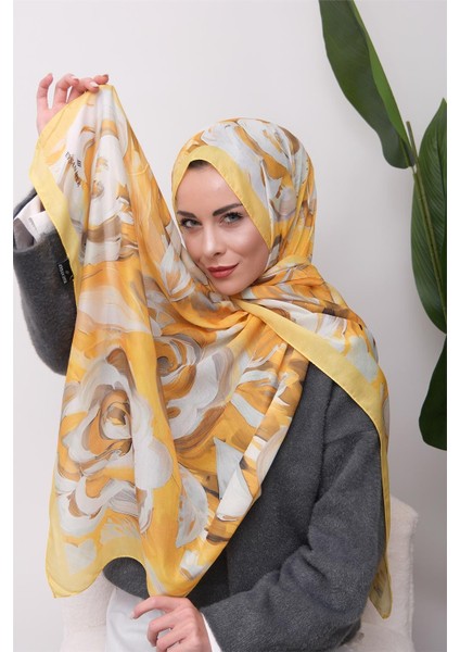 Floral Akrilik Desenli Dijital Soft Şal