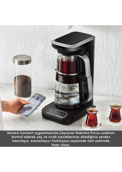 Çaysever Apple-Android Kablosuz Wi-Fi Kontrol Konuşan Cam Çay Makinesi Gümüş-Uzaktan Çay ve Filitre Kahve Demle modelleri