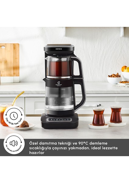 Çaysever Apple-Android Kablosuz Wi-Fi Kontrol Konuşan Cam Çay Makinesi Gümüş-Uzaktan Çay ve Filitre Kahve Demle indirimleri