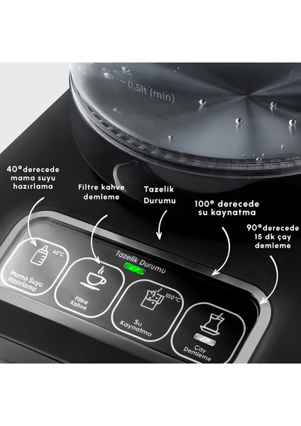 Çaysever Apple-Android Kablosuz Wi-Fi Kontrol Konuşan Cam Çay Makinesi Gümüş-Uzaktan Çay ve Filitre Kahve Demle