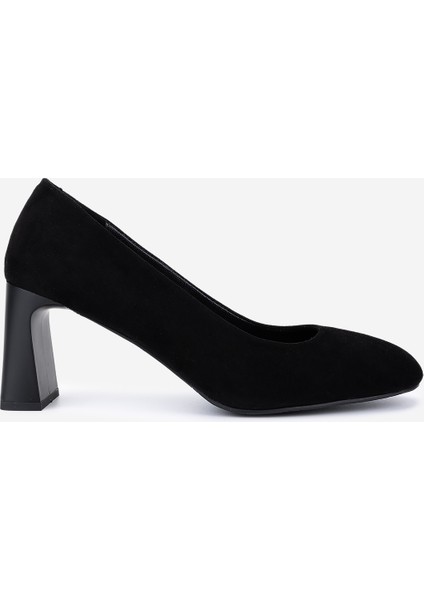 Kadın Hakiki Deri Siyah Süet Topuklu Ayakkabı 1135 1307 Bn Ayk SK25-26 Sıyah Suet