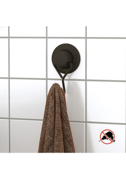 Vakumlu Banyo Havlu Askısı Siyah Tek Kancalı