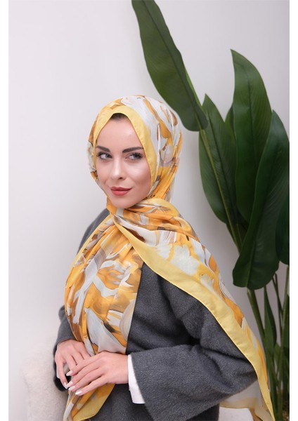 Floral Akrilik Desenli Dijital Soft Şal