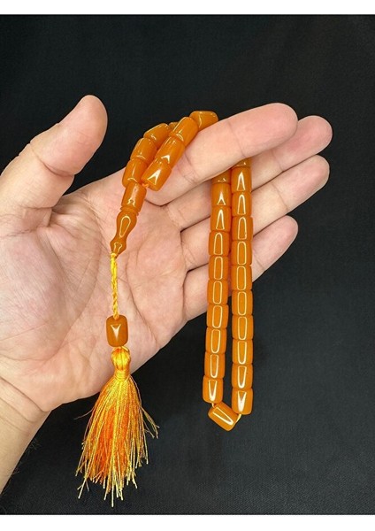 Sıkma Kehribar Tesbih Bal Renkli Kapsül Kesim 11MMX9MM T-611