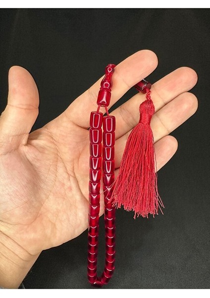 Sıkma Kehribar Tesbih Kırmızı Renkli Kapsül Kesim 10,5MMX9MM T-609 fırsatları