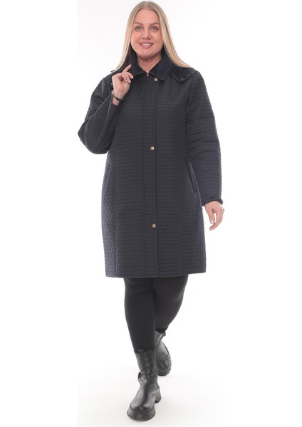 Reva Kapüşonlu Kapitone Kışlık Büyük Beden Kadın Mont10