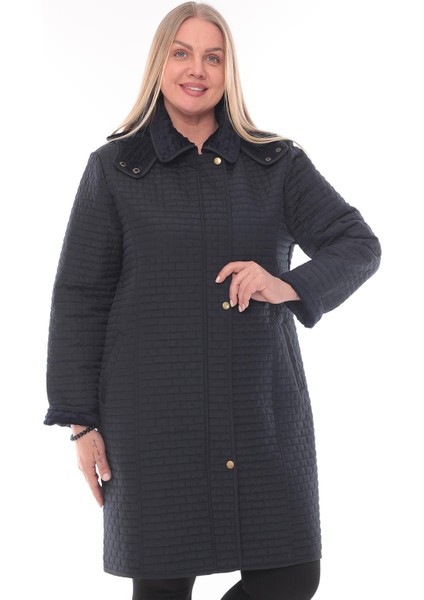 Reva Kapüşonlu Kapitone Kışlık Büyük Beden Kadın Mont10