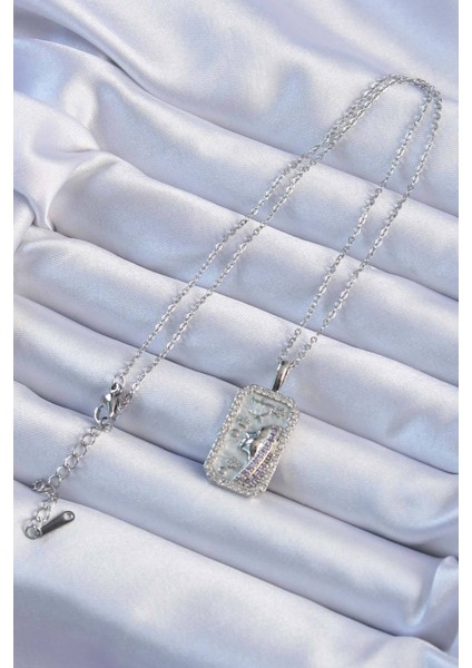 316L Çelik Zincir Gümüş Renk Zirkon Taşlı Yüz Figürlü Tarot Kolye fiyatları