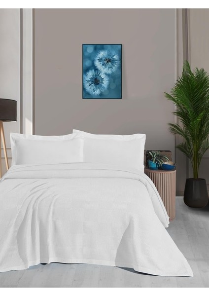 Waflle Desenli Pike, Waflle BATTANIYESI,%100 Pamuk, Kalın Iplik, Yumuşak, Tek Kişilik 170 * 240 Beyaz