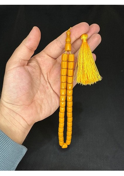 SIKMA KEHRİBAR TESBİH KOYU SARI RENKLİ KAPSÜL KESİM 10,5MMX9MM T-610 fırsatları