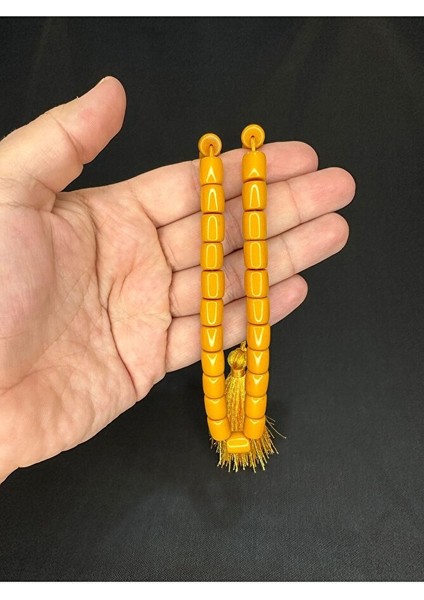 SIKMA KEHRİBAR TESBİH KOYU SARI RENKLİ KAPSÜL KESİM 10,5MMX9MM T-610