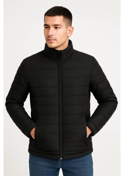 Erkek Bomber Mont Ceket – Su Itici Kumaş, Kapitone Astarlı, Fermuarlı, Kışlık - Siyah modelleri