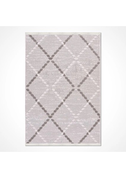 Avila Geometrik Gri Polyester Pamuk Tabanlı Makine Halısı fiyatları