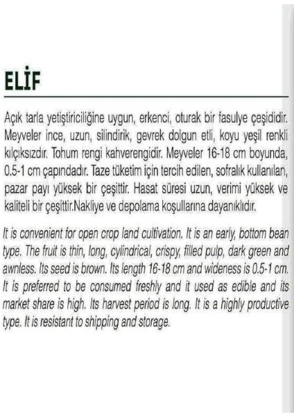 Tarım Ata Tohumu Yerli Oturak Fasulye Elif 50 Adet Tohum fiyatları
