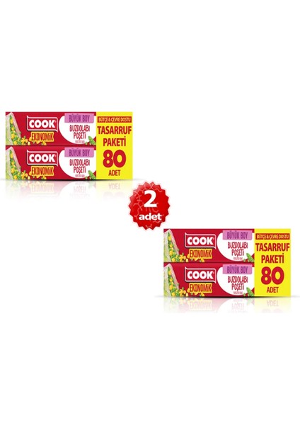 x 2 Adet Ekonomik Büyük Boy Buzdolabı Poşeti 80 Adet