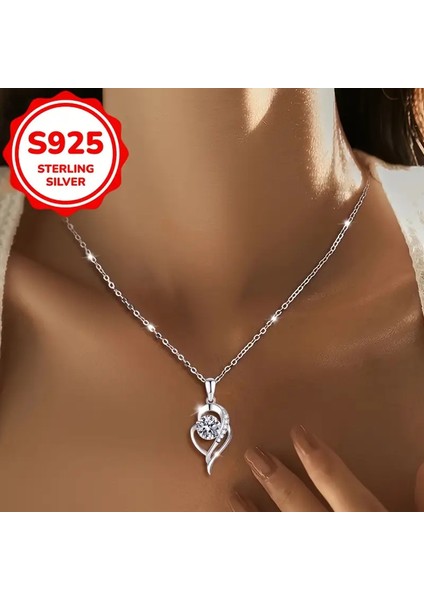 Lidya parlak taşlı 925 ayar gümüş zincir kadın kolye