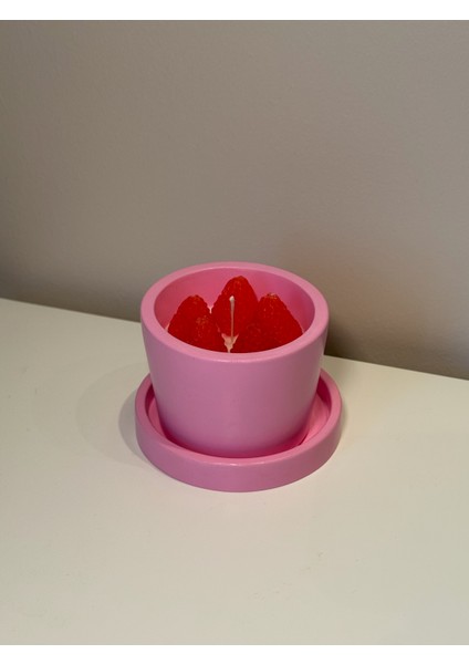 Çilekli Pasta Konseptli Tasarım Mumluk | Kapaklı Soya Mum modelleri