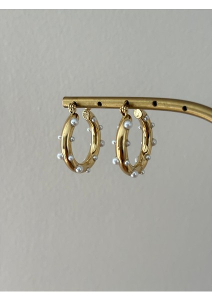 Inci Top Detay Kararmaz Halka Gold Çelik Küpe