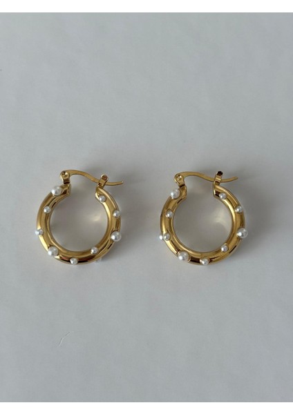 Inci Top Detay Kararmaz Halka Gold Çelik Küpe modelleri