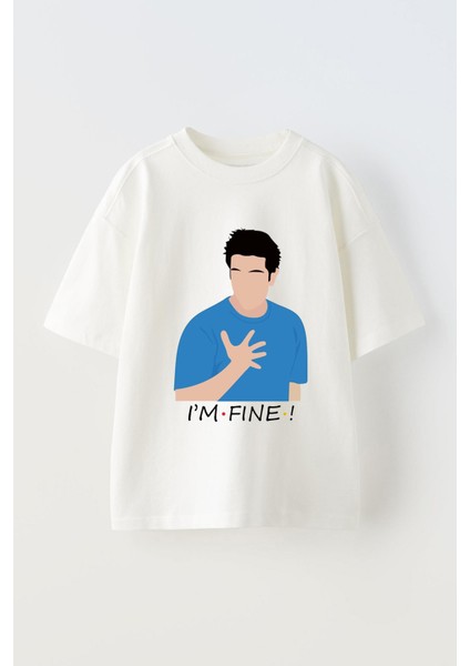 Im Fıne Baskılı Ünisex Pamuk Beyaz Oversize T Shirt