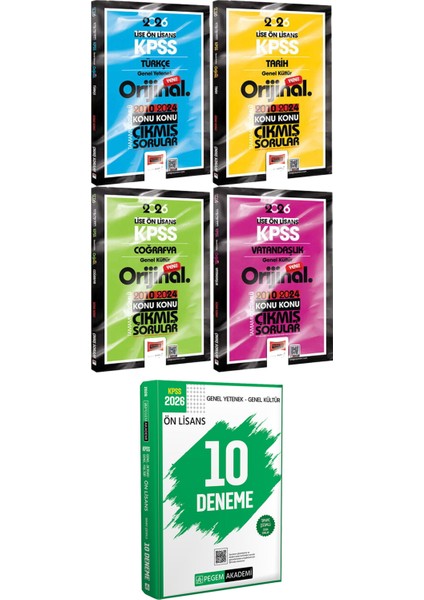 Lise Ön Lisans Türkçe Tarih Coğrafya Vatandaşlık Orijinal Çıkmış 2010-2024 - 2026 Kpss Ön Lisans Çözümlü 10 Deneme
