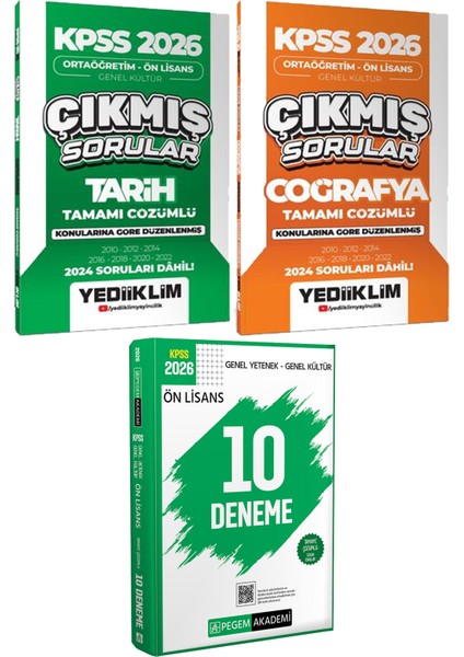 Ortaöğretim Ön Lisans Tarih Coğrafya Çıkmış Sorular - 2026 Kpss Ön Lisans Çözümlü 10 Deneme