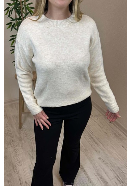 Kadın Bej Bisiklet Yaka Basic Kazak fiyatları