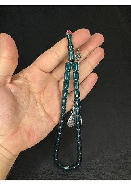 Ateş Kehribar Tesbih Koyu Yeşil Renkli Kapsül Kesim 11MMX8MM T-615 fırsatları
