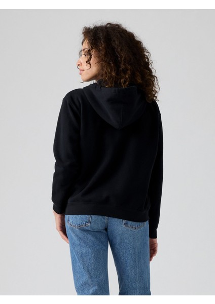 Kadın Fermuarlı Kapüşon Yaka Siyah Sweatshirt 001U1-0000 fiyatları