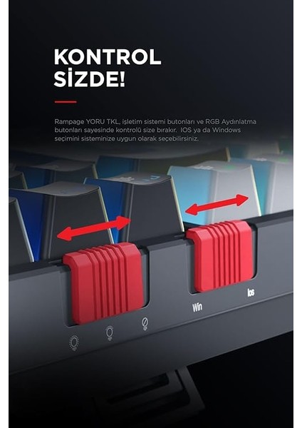 Yoru Tkl Type-C Outemu Rgb Red Swich Mekanik Oyuncu Klavyesi- Gri/siyah fırsatları