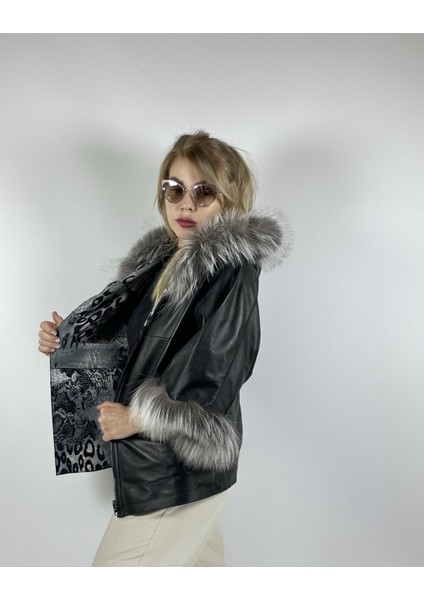 Çift Taraflı Giyilebilir Kadın Deri Mont 340 indirimleri