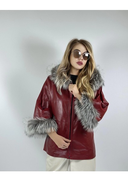 Çift Taraflı Giyilebilir Kadın Deri Mont 340