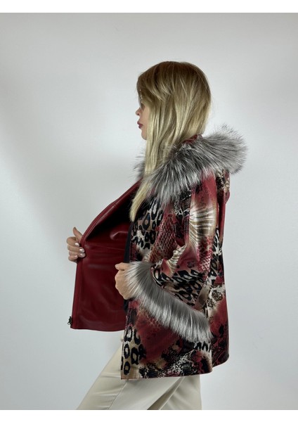 Çift Taraflı Giyilebilir Kadın Deri Mont 340