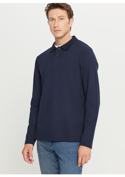 Polo Yaka Lacivert Erkek Sweatshırt ACE052261086_LAC modelleri