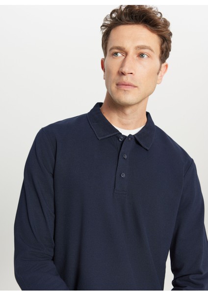 Polo Yaka Lacivert Erkek Sweatshırt ACE052261086_LAC fırsatları