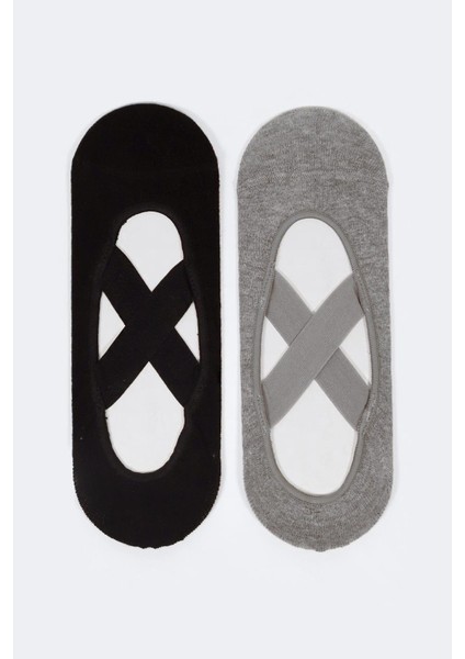 Kadın 2'li Asta Yoga/Pilates Çorabı Gri / Siyah modelleri