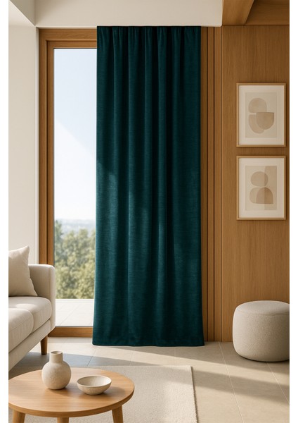 Rayna Kadife Perde Mavi 120X210