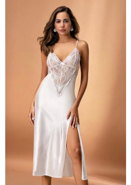 Nurteks 7136 Kadın Saten Uzun Gecelik